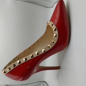 Brand New Wild Diva brand studded patent leather heels cherry red in size 8 🔥🔥